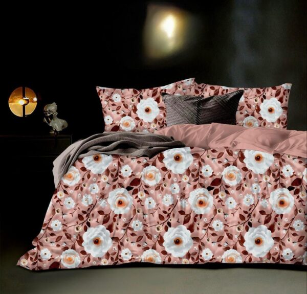 Bliss & Charm Luxury Super King Size Cotton Bedsheet Set (108×108 inches) with 2 King Pillow Covers – White & Multicolor, Ultra-Soft 3-Piece Set