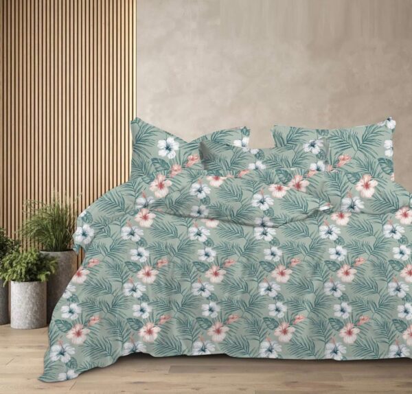 Bliss & Charm Luxury King Size Cotton Bedsheet Set (90×102 inches) with 2 King Pillow Covers – White & Multicolor