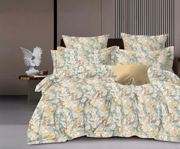 Bliss & Charm Luxury King Size Cotton Bedsheet Set (90×102 inches) with 2 King Pillow Covers – White & Multicolor