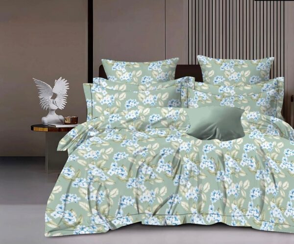 Bliss & Charm Luxury King Size Cotton Bedsheet Set (90×102 inches) with 2 King Pillow Covers – White & Multicolor